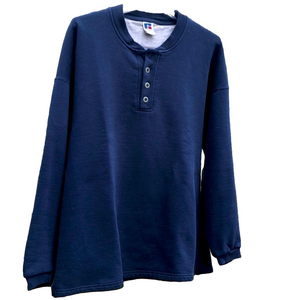 Vintage Russell Athletic Henley 90’s Mens Large Navy Blue cotton polyester used